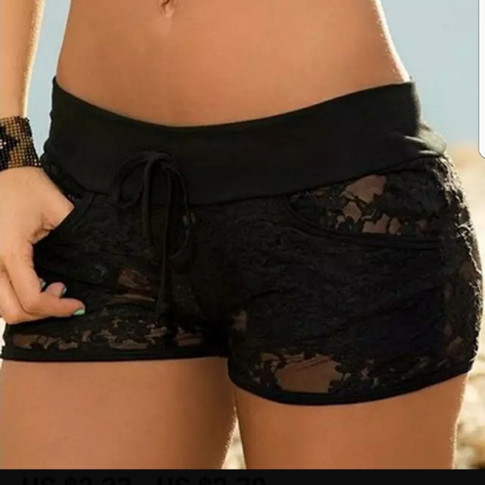 Sexy black lace shorts